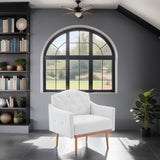 Living Room Furniture Accent Chair Leisure Single Sofa Living Room Chairs with Rose Golden Feet, White PU