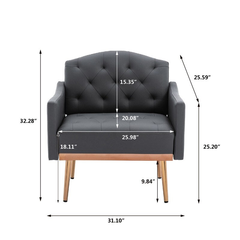 Living Room Furniture Accent Chair Leisure Single Sofa Living Room Chairs with Rose Golden Feet, White PU