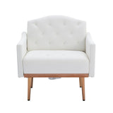 Living Room Furniture Accent Chair Leisure Single Sofa Living Room Chairs with Rose Golden Feet, White PU