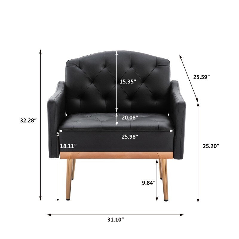 Living Room Furniture Accent Chair Leisure Single Sofa Living Room Chairs with Rose Golden Feet, White PU