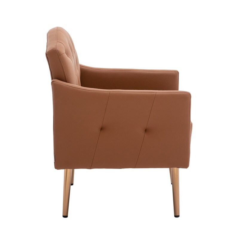 Living Room Furniture Accent Chair Leisure Single Sofa Living Room Chairs with Rose Golden Feet, White PU