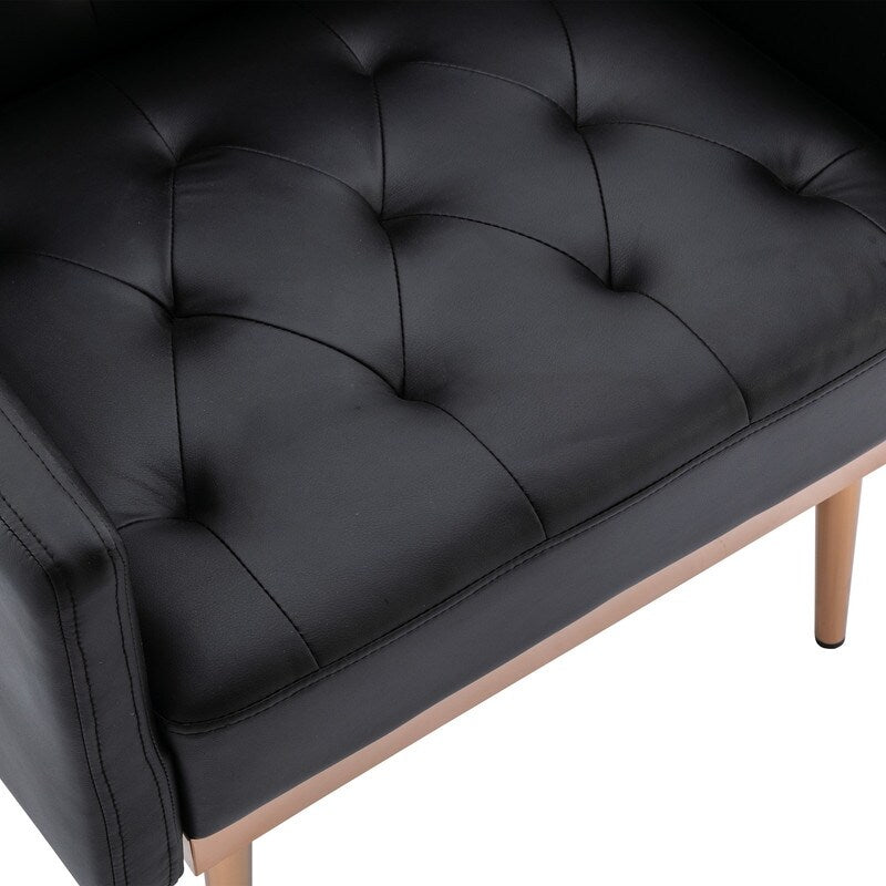 Living Room Furniture Accent Chair Leisure Single Sofa Living Room Chairs with Rose Golden Feet, White PU