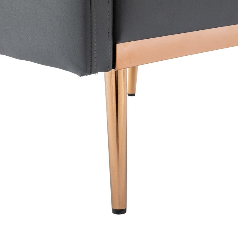 Living Room Furniture Accent Chair Leisure Single Sofa Living Room Chairs with Rose Golden Feet, White PU
