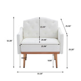 Living Room Furniture Accent Chair Leisure Single Sofa Living Room Chairs with Rose Golden Feet, White PU