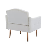 Living Room Furniture Accent Chair Leisure Single Sofa Living Room Chairs with Rose Golden Feet, White PU