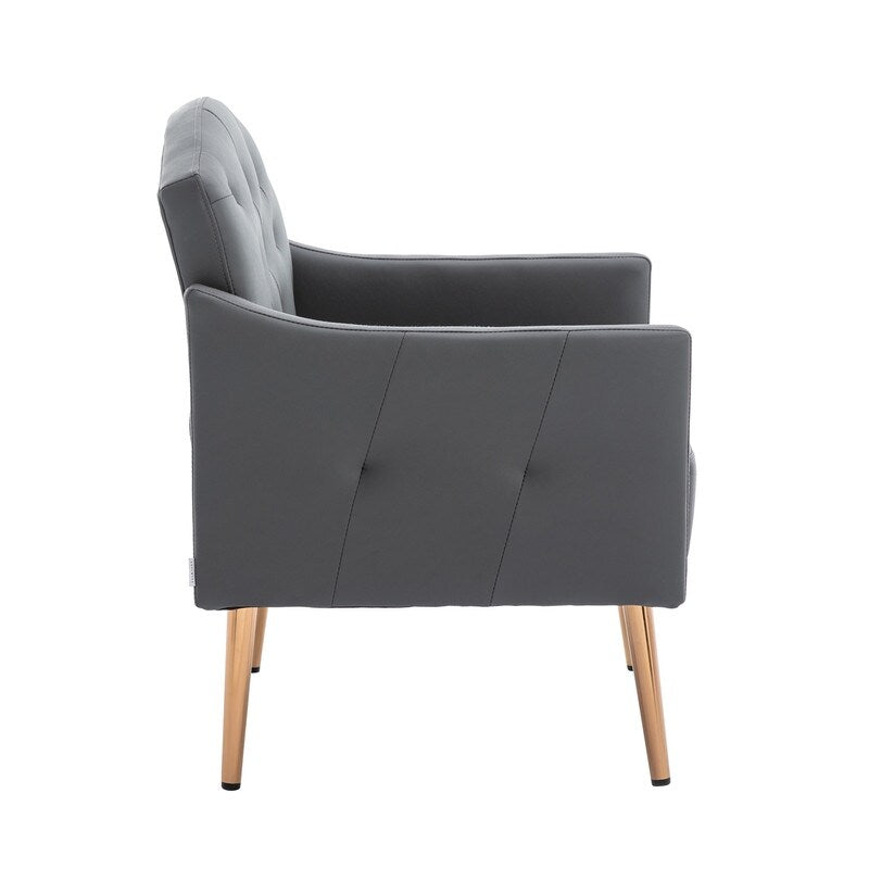Living Room Furniture Accent Chair Leisure Single Sofa Living Room Chairs with Rose Golden Feet, White PU
