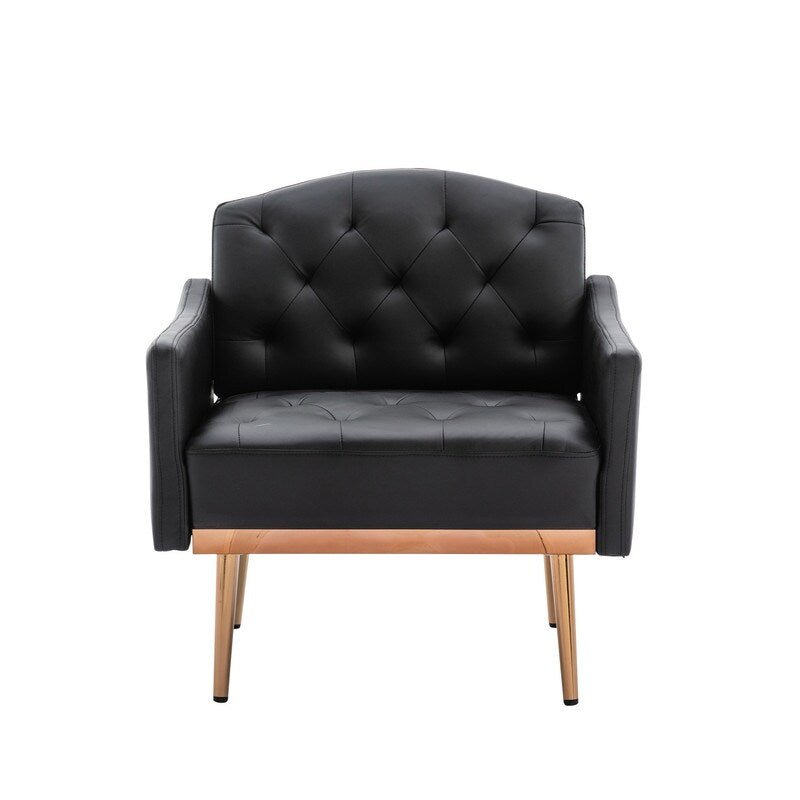 Living Room Furniture Accent Chair Leisure Single Sofa Living Room Chairs with Rose Golden Feet, White PU