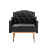 Living Room Furniture Accent Chair Leisure Single Sofa Living Room Chairs with Rose Golden Feet, White PU