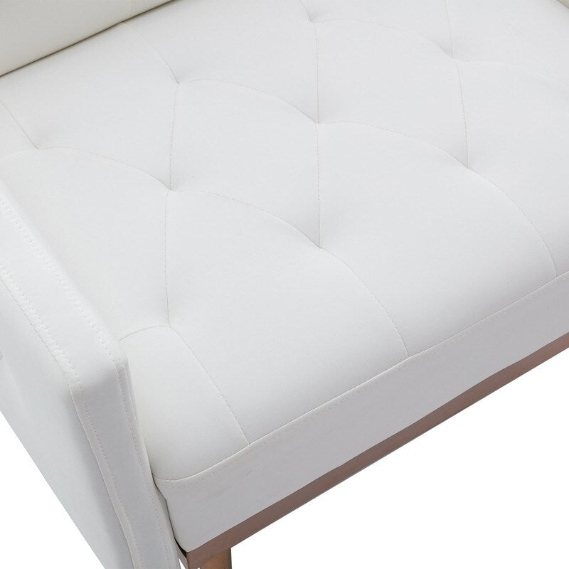Living Room Furniture Accent Chair Leisure Single Sofa Living Room Chairs with Rose Golden Feet, White PU