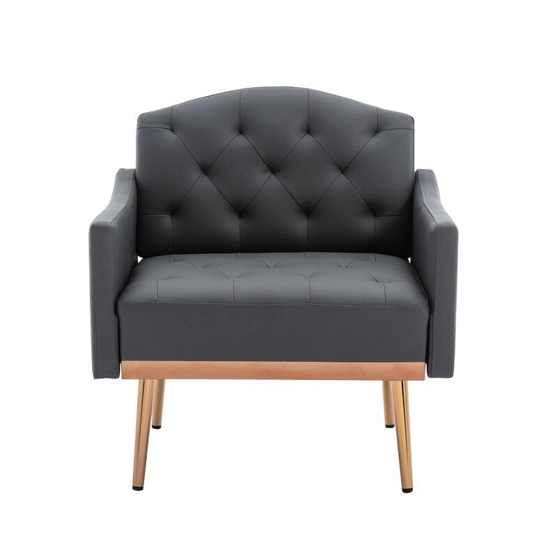 Living Room Furniture Accent Chair Leisure Single Sofa Living Room Chairs with Rose Golden Feet, White PU