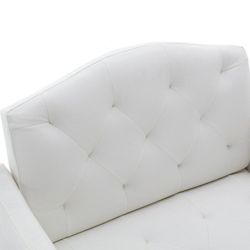 Living Room Furniture Accent Chair Leisure Single Sofa Living Room Chairs with Rose Golden Feet, White PU