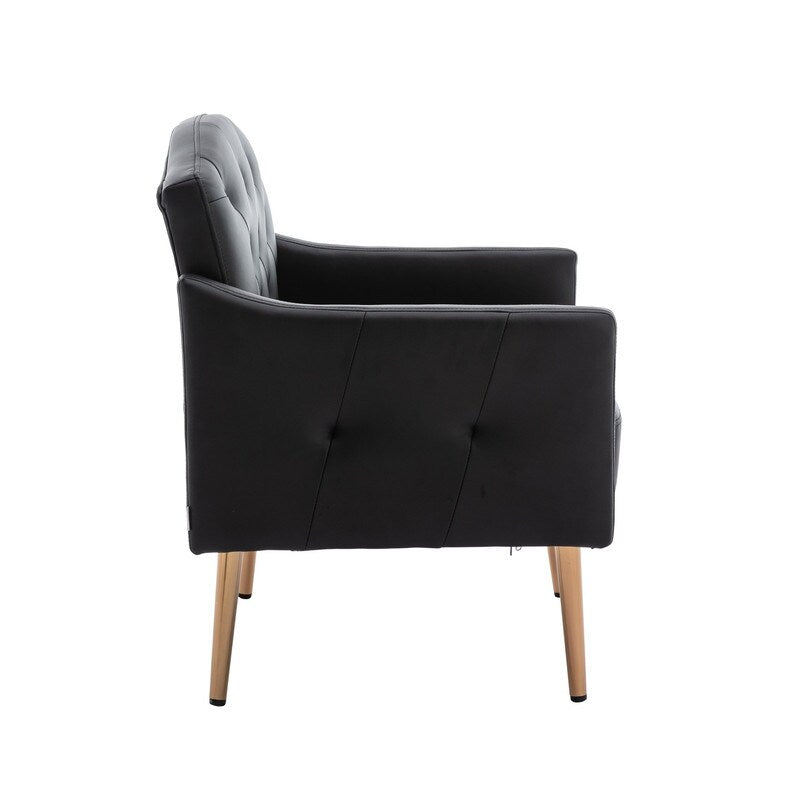 Living Room Furniture Accent Chair Leisure Single Sofa Living Room Chairs with Rose Golden Feet, White PU