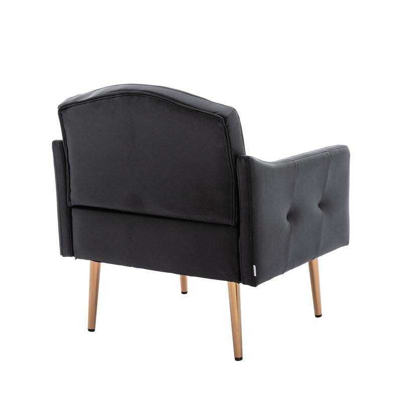 Living Room Furniture Accent Chair Leisure Single Sofa Living Room Chairs with Rose Golden Feet, White PU