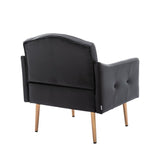 Living Room Furniture Accent Chair Leisure Single Sofa Living Room Chairs with Rose Golden Feet, White PU