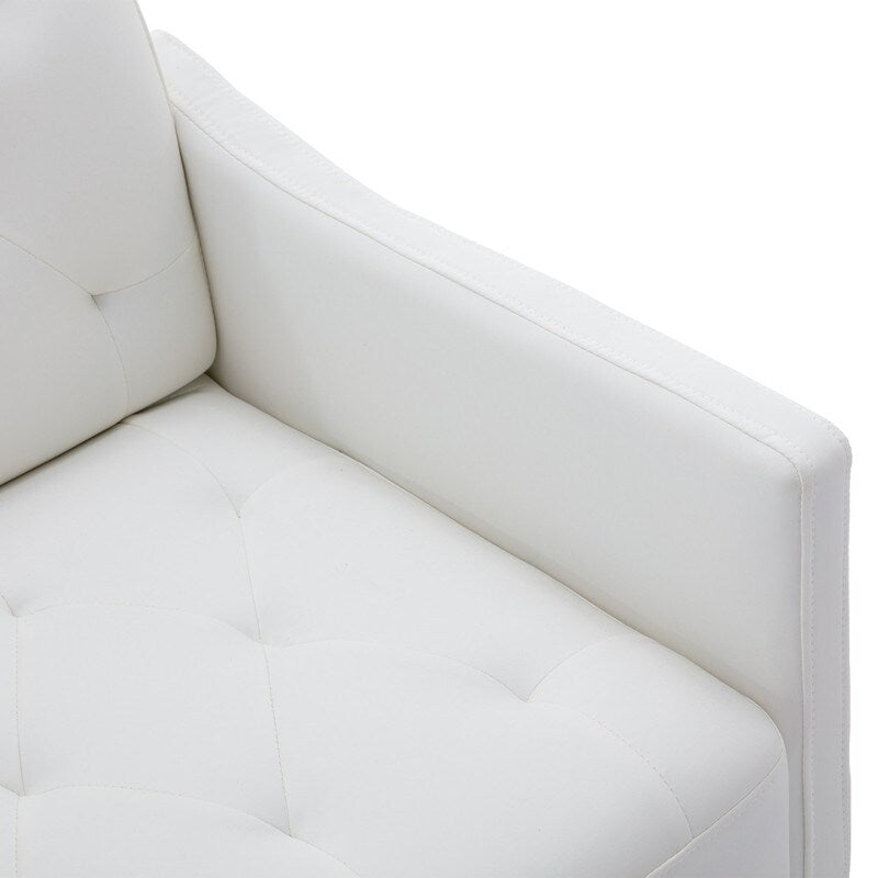 Living Room Furniture Accent Chair Leisure Single Sofa Living Room Chairs with Rose Golden Feet, White PU