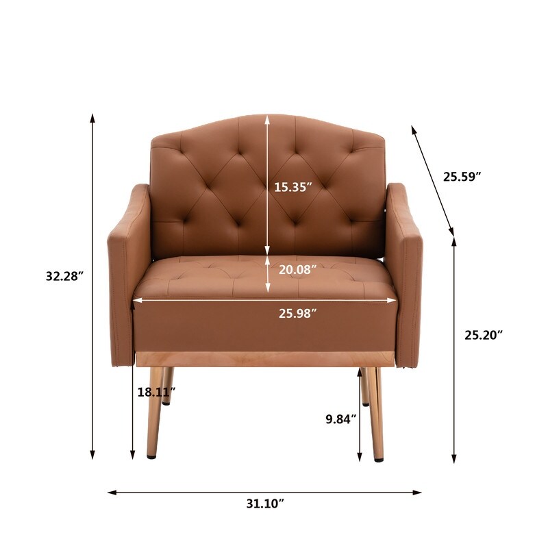 Living Room Furniture Accent Chair Leisure Single Sofa Living Room Chairs with Rose Golden Feet, White PU