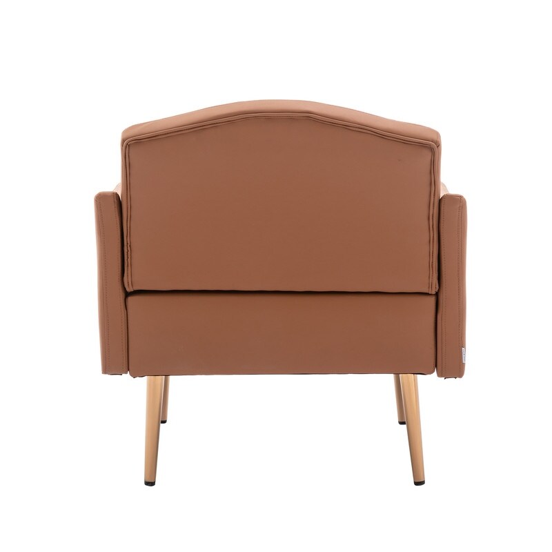 Living Room Furniture Accent Chair Leisure Single Sofa Living Room Chairs with Rose Golden Feet, White PU