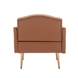 Living Room Furniture Accent Chair Leisure Single Sofa Living Room Chairs with Rose Golden Feet, White PU