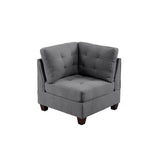 Living Room Furniture Tufted Corner Wedge Grey Linen Like Fabric 1pc Cushion Nail heads Wedge Sofa Wooden Legs