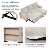 Living Room Recliner Sofa with Pull Out Bed, L-shaped Sectional Sleeper Sofa Bed with USB Charger and Metal Cup Holder
