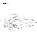 Living Room Recliner Sofa with Pull Out Bed, L-shaped Sectional Sleeper Sofa Bed with USB Charger and Metal Cup Holder