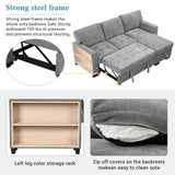 Living Room Recliner Sofa with Pull Out Bed, L-shaped Sectional Sleeper Sofa Bed with USB Charger and Metal Cup Holder