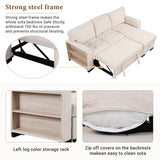 Living Room Recliner Sofa with Pull Out Bed, L-shaped Sectional Sleeper Sofa Bed with USB Charger and Metal Cup Holder