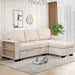 Living Room Recliner Sofa with Pull Out Bed, L-shaped Sectional Sleeper Sofa Bed with USB Charger and Metal Cup Holder