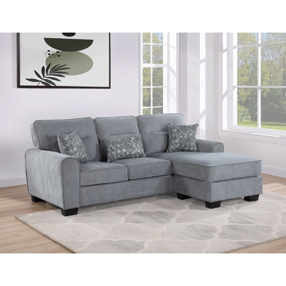 Living Room Sectional Sofa w/ Pillows, L-Shape Reversible Chaise Couch