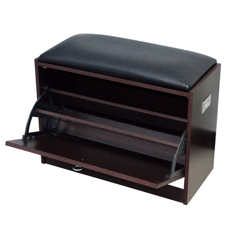 Living Room Shoe Bench Wwith PU Seat Small Size Shoe Cabinet