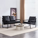 Living Room Sofa Set 1 Double and 1 Single Soft PU Cushion Metal Frame