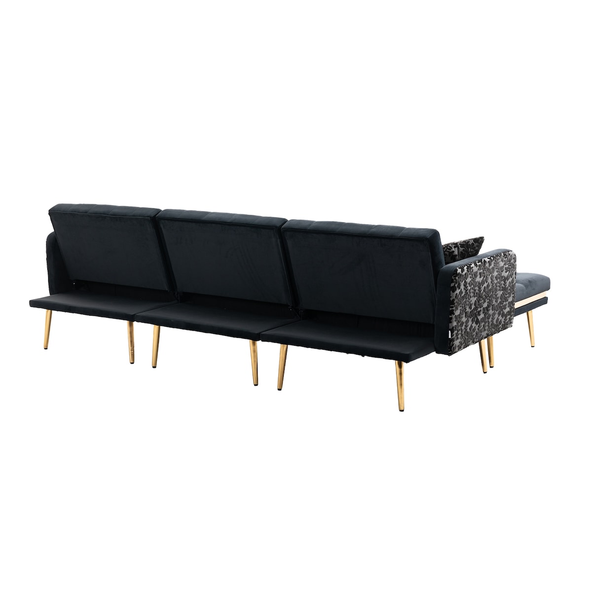Living Room Sofa Set Modern Accent Sectional Sofa Upholstered Convertible Sofa Sleeper Bed Couch with Split Back & Metal Legs