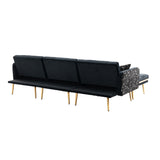 Living Room Sofa Set Modern Accent Sectional Sofa Upholstered Convertible Sofa Sleeper Bed Couch with Split Back & Metal Legs