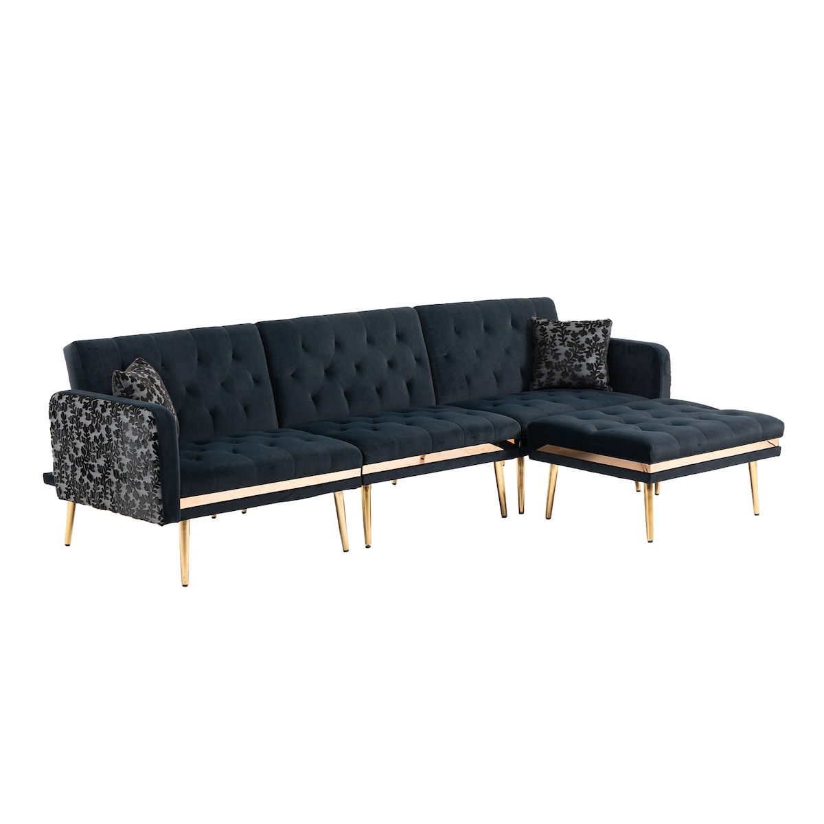 Living Room Sofa Set Modern Accent Sectional Sofa Upholstered Convertible Sofa Sleeper Bed Couch with Split Back & Metal Legs