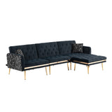 Living Room Sofa Set Modern Accent Sectional Sofa Upholstered Convertible Sofa Sleeper Bed Couch with Split Back & Metal Legs