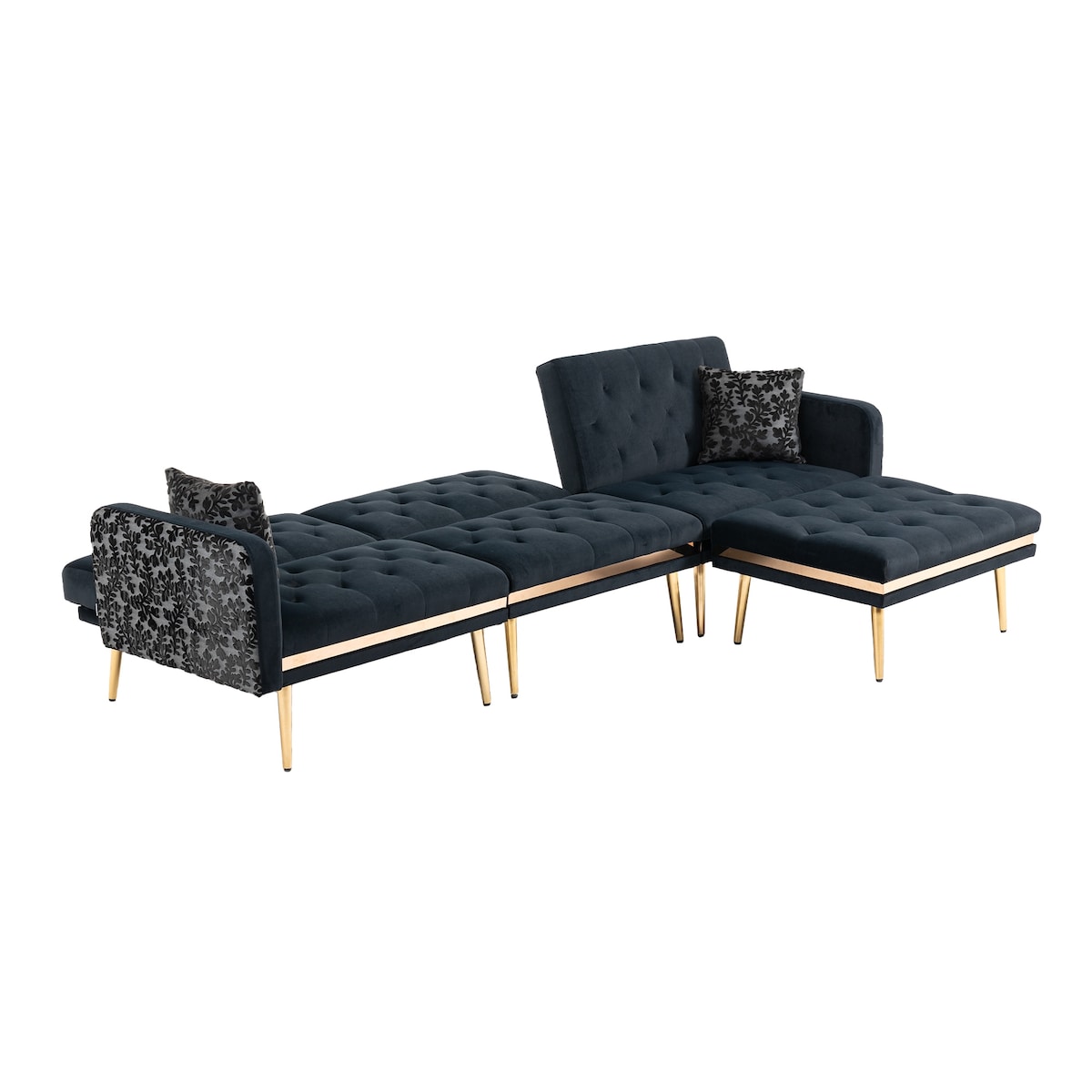 Living Room Sofa Set Modern Accent Sectional Sofa Upholstered Convertible Sofa Sleeper Bed Couch with Split Back & Metal Legs