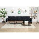 Living Room Sofa Set Modern Accent Sectional Sofa Upholstered Convertible Sofa Sleeper Bed Couch with Split Back & Metal Legs