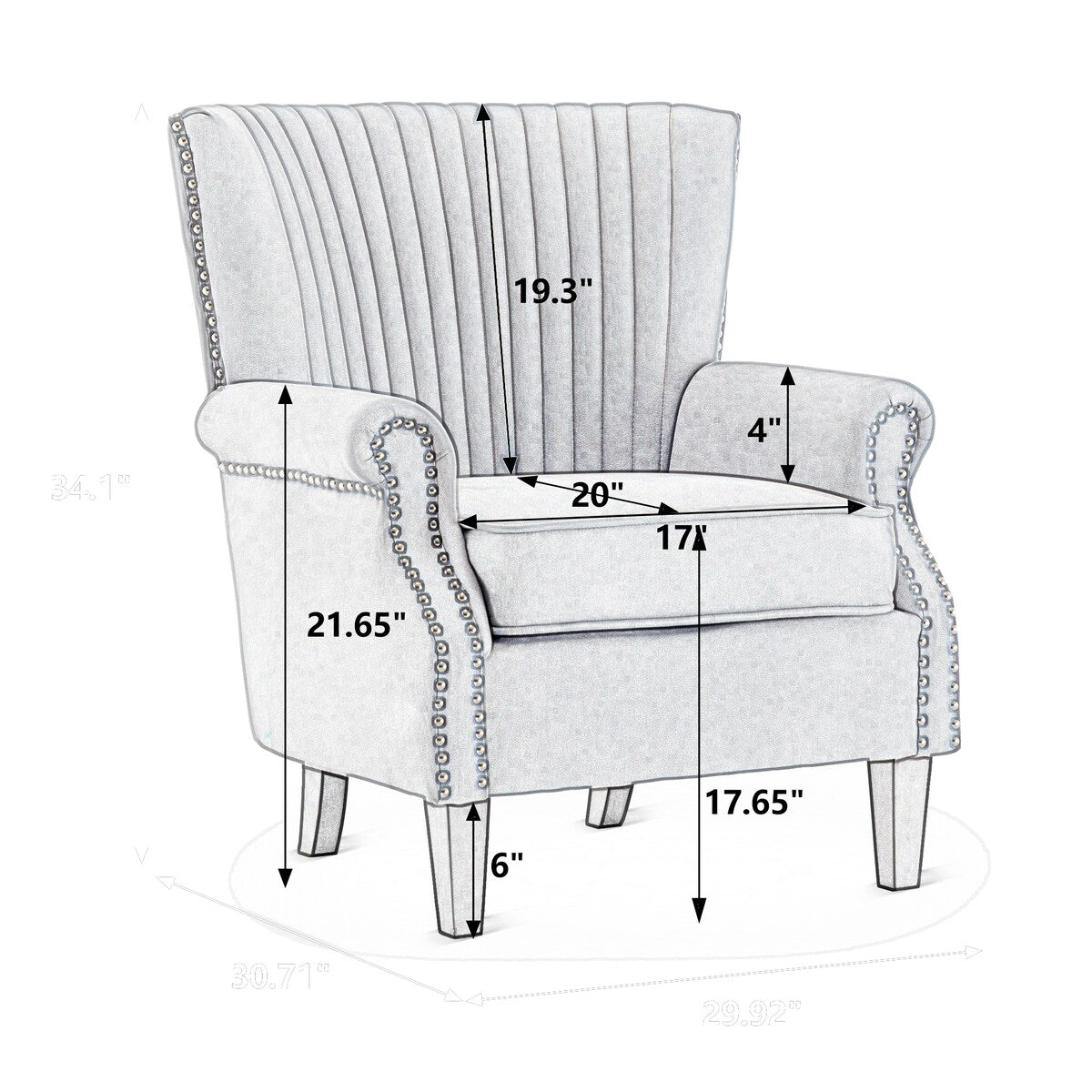 Living Room Tufted Wingback Chair Accent Chair