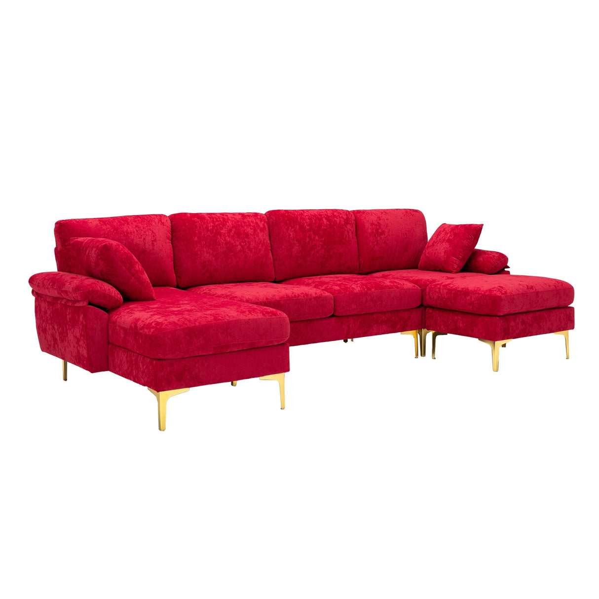 Living Room U-shape Sectional Sleeper Sofa with Chaise and Ottoman, Recliner Sofa with Removable Cushions and Pillows