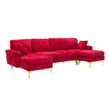 Living Room U-shape Sectional Sleeper Sofa with Chaise and Ottoman, Recliner Sofa with Removable Cushions and Pillows