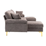 Living Room U-shape Sectional Sleeper Sofa with Chaise and Ottoman, Recliner Sofa with Removable Cushions and Pillows