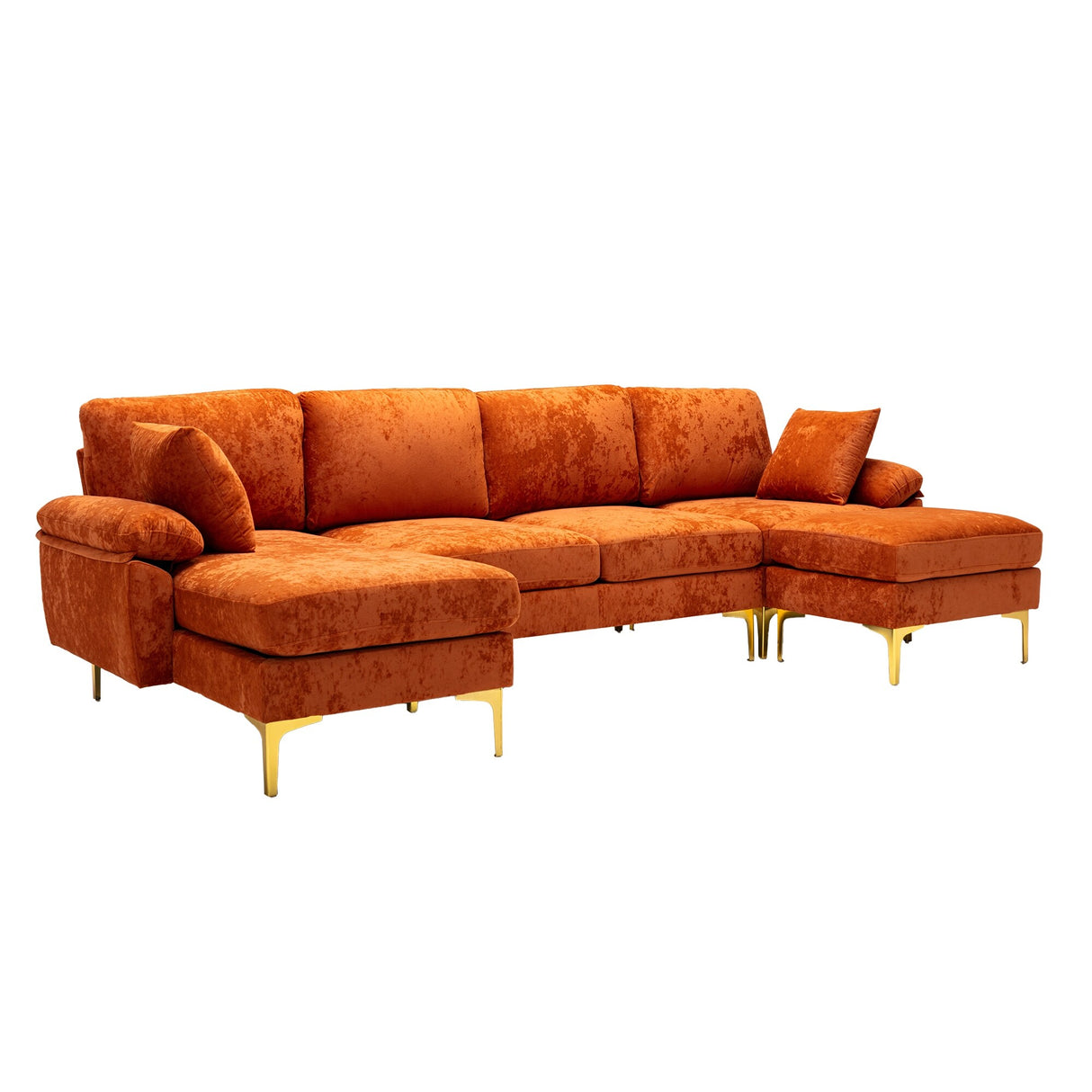 Living Room U-shape Sectional Sleeper Sofa with Chaise and Ottoman, Recliner Sofa with Removable Cushions and Pillows