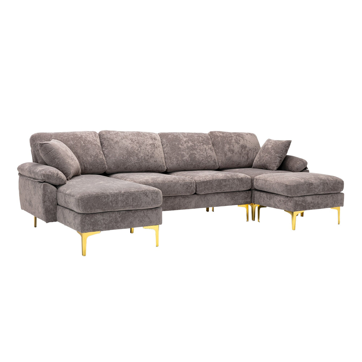 Living Room U-shape Sectional Sleeper Sofa with Chaise and Ottoman, Recliner Sofa with Removable Cushions and Pillows