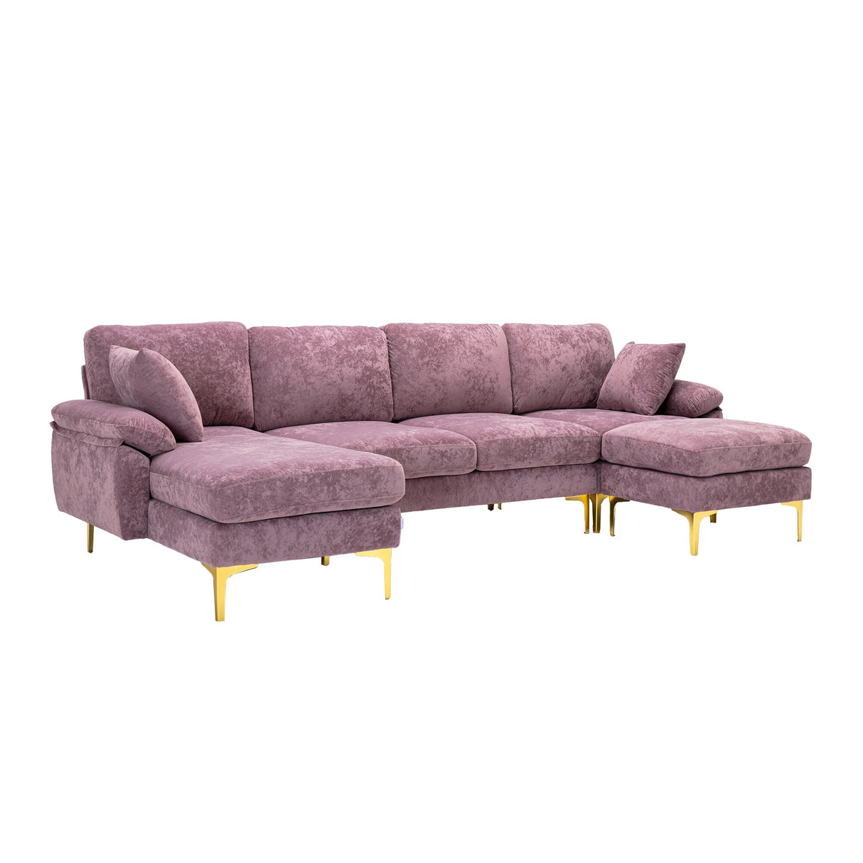 Living Room U-shape Sectional Sleeper Sofa with Chaise and Ottoman, Recliner Sofa with Removable Cushions and Pillows