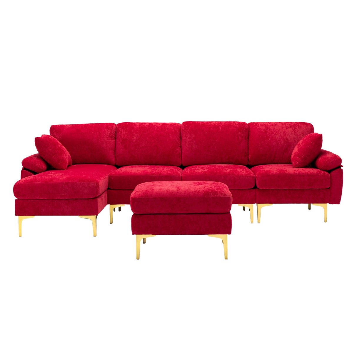 Living Room U-shape Sectional Sleeper Sofa with Chaise and Ottoman, Recliner Sofa with Removable Cushions and Pillows