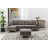 Living Room U-shape Sectional Sleeper Sofa with Chaise and Ottoman, Recliner Sofa with Removable Cushions and Pillows