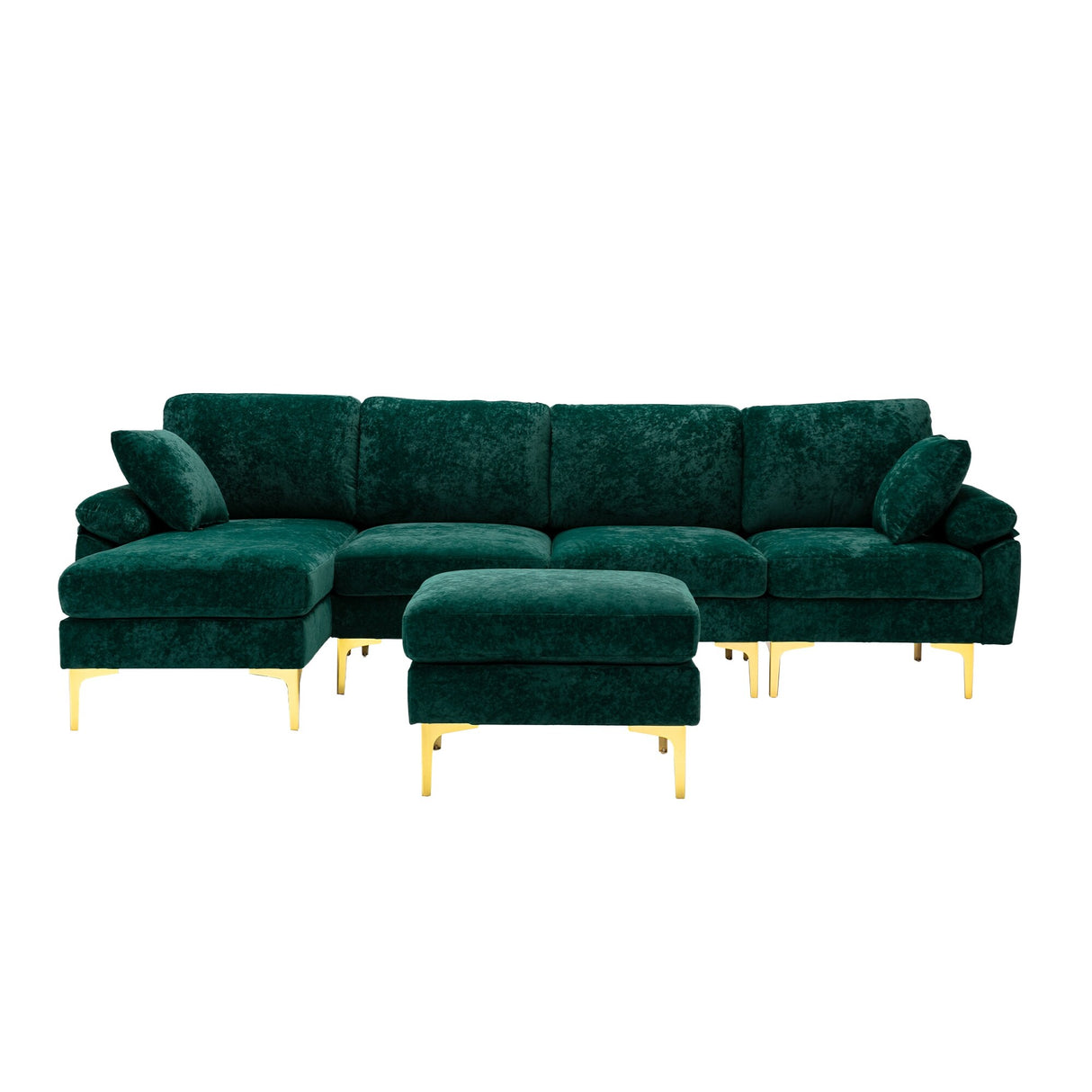 Living Room U-shape Sectional Sleeper Sofa with Chaise and Ottoman, Recliner Sofa with Removable Cushions and Pillows