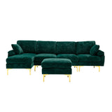 Living Room U-shape Sectional Sleeper Sofa with Chaise and Ottoman, Recliner Sofa with Removable Cushions and Pillows