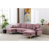 Living Room U-shape Sectional Sleeper Sofa with Chaise and Ottoman, Recliner Sofa with Removable Cushions and Pillows