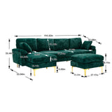 Living Room U-shape Sectional Sleeper Sofa with Chaise and Ottoman, Recliner Sofa with Removable Cushions and Pillows